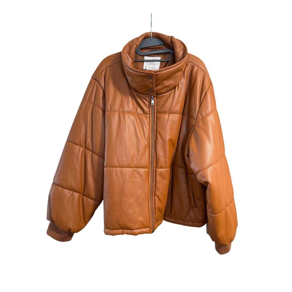 Anthropologie High-Neck Faux Leather Puffer Jacket - Picture 4 of 4